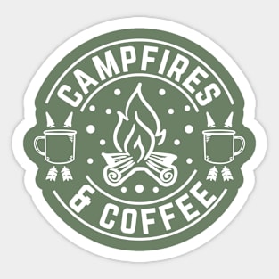 Campfires And Coffee | Camping And Coffee Design Sticker